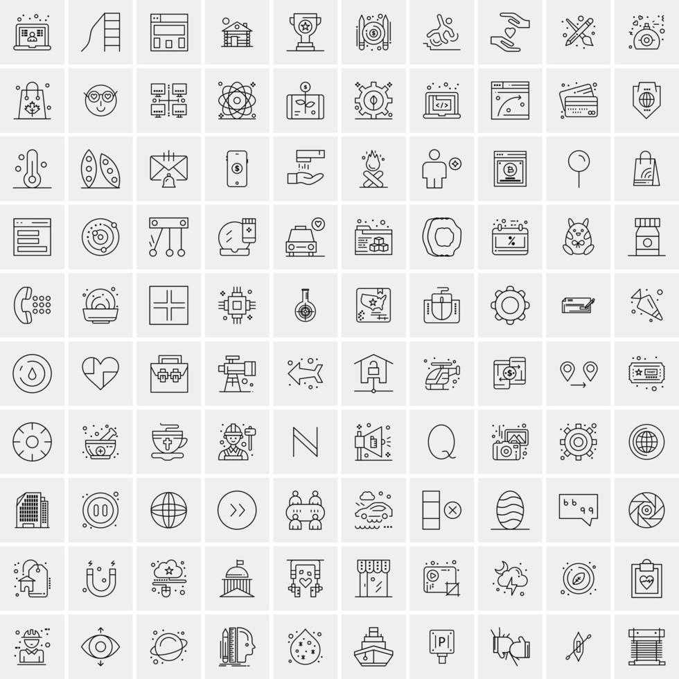 ensemble de 100 icônes de ligne d'activité créative vecteur