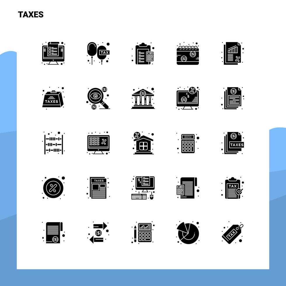 ensemble d'icônes de 25 taxes modèle d'illustration vectorielle d'icône de glyphe solide pour des idées web et mobiles pour une entreprise commerciale vecteur