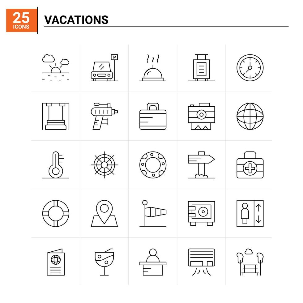 25 vacances icon set vector background