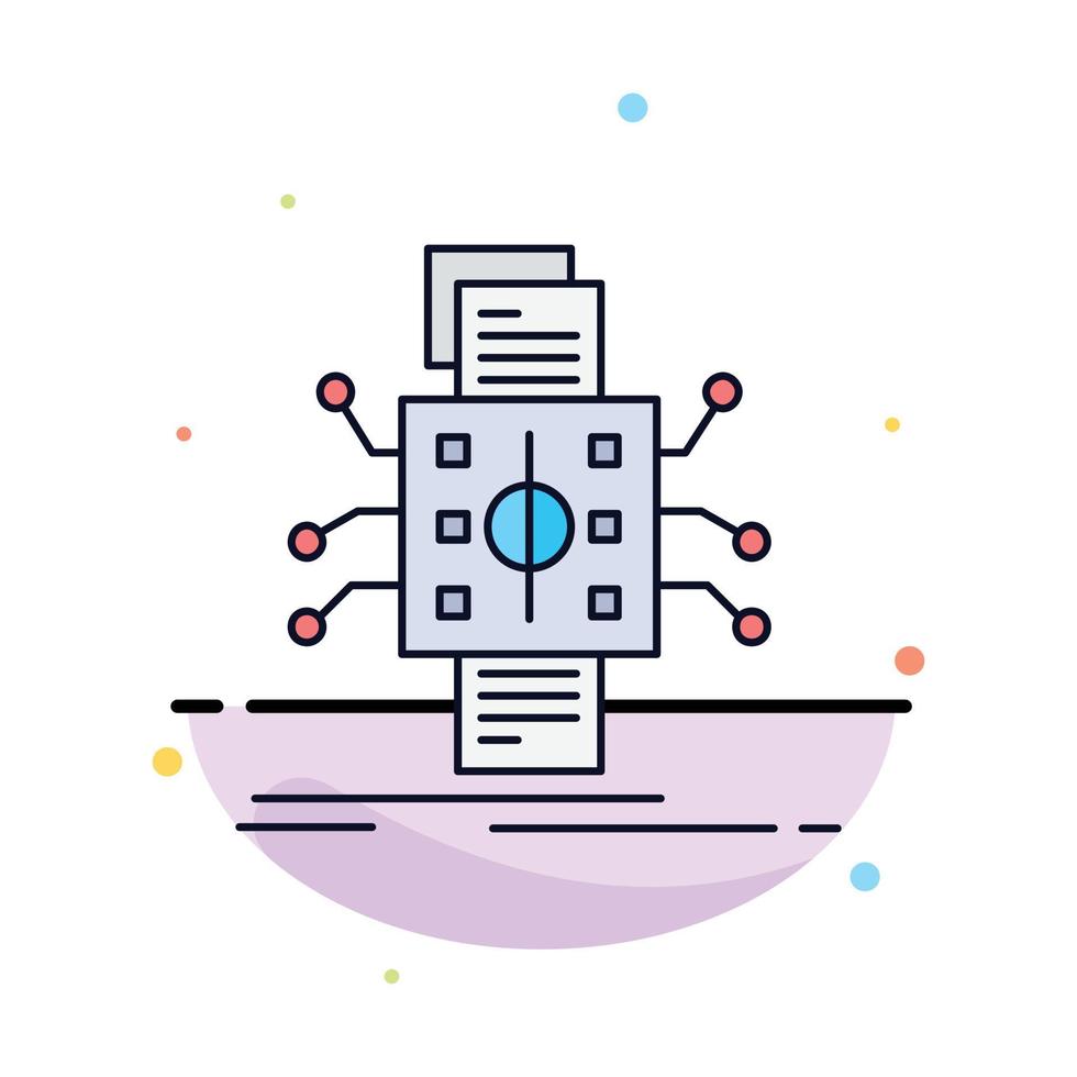 analyse données données traitement rapport plat couleur icône vecteur