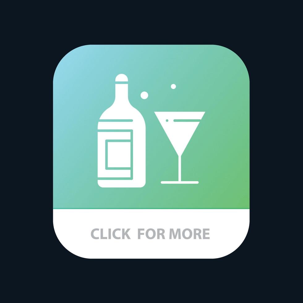 bouteille de boisson en verre vin bouton d'application mobile version de glyphe android et ios vecteur