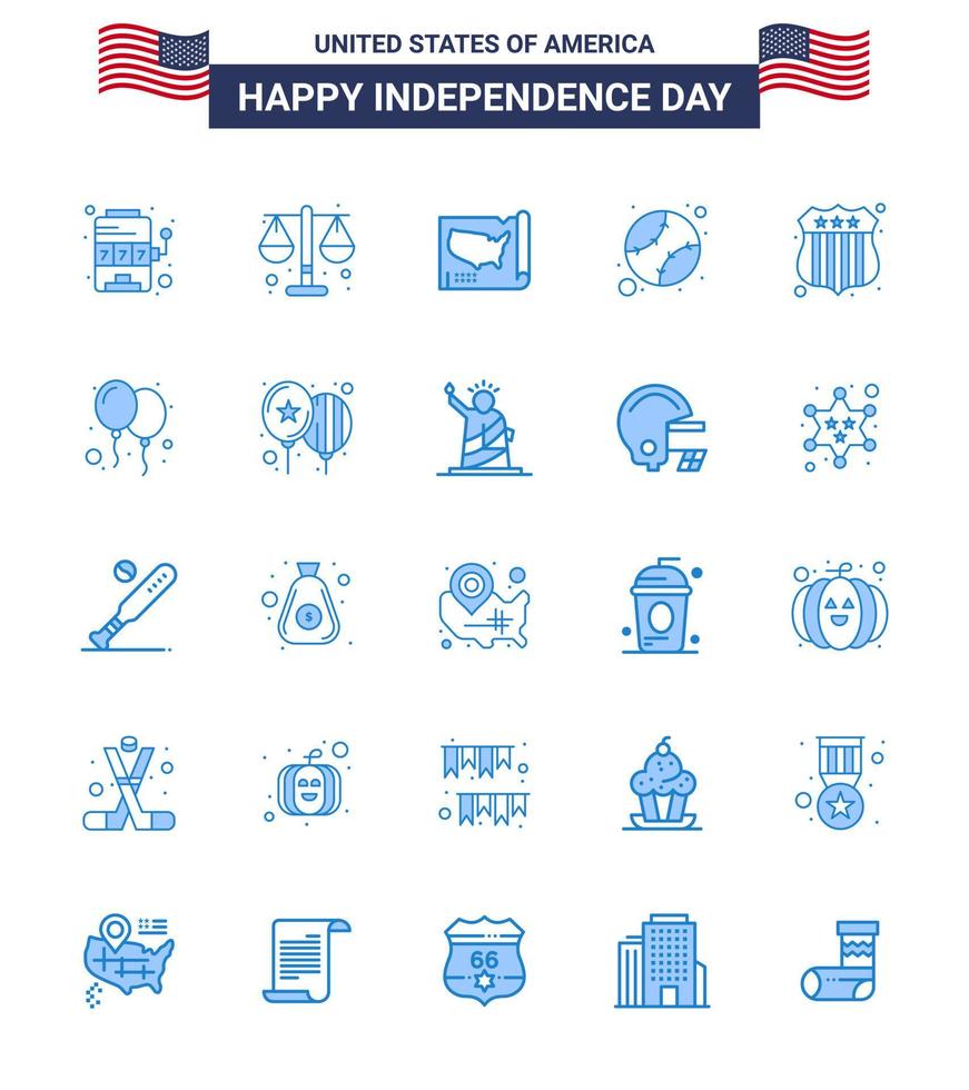 gros pack de 25 usa joyeux jour de l'indépendance usa vector blues et symboles modifiables d'enquêter sur la carte des états américains modifiables usa day vector design elements