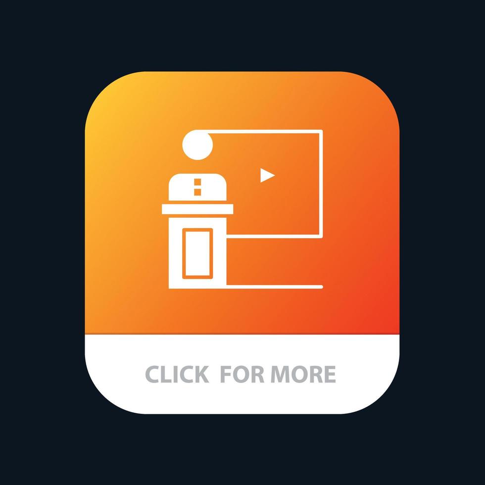 conférence entreprise événement salle de présentation orateur discours application mobile bouton android et ios version glyphe vecteur