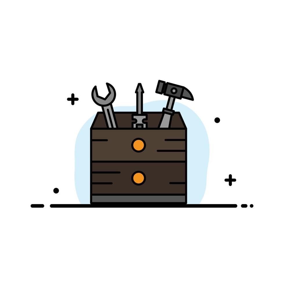boîte à outils charpentier outils entreprise ligne plate remplie icône vecteur modèle de bannière
