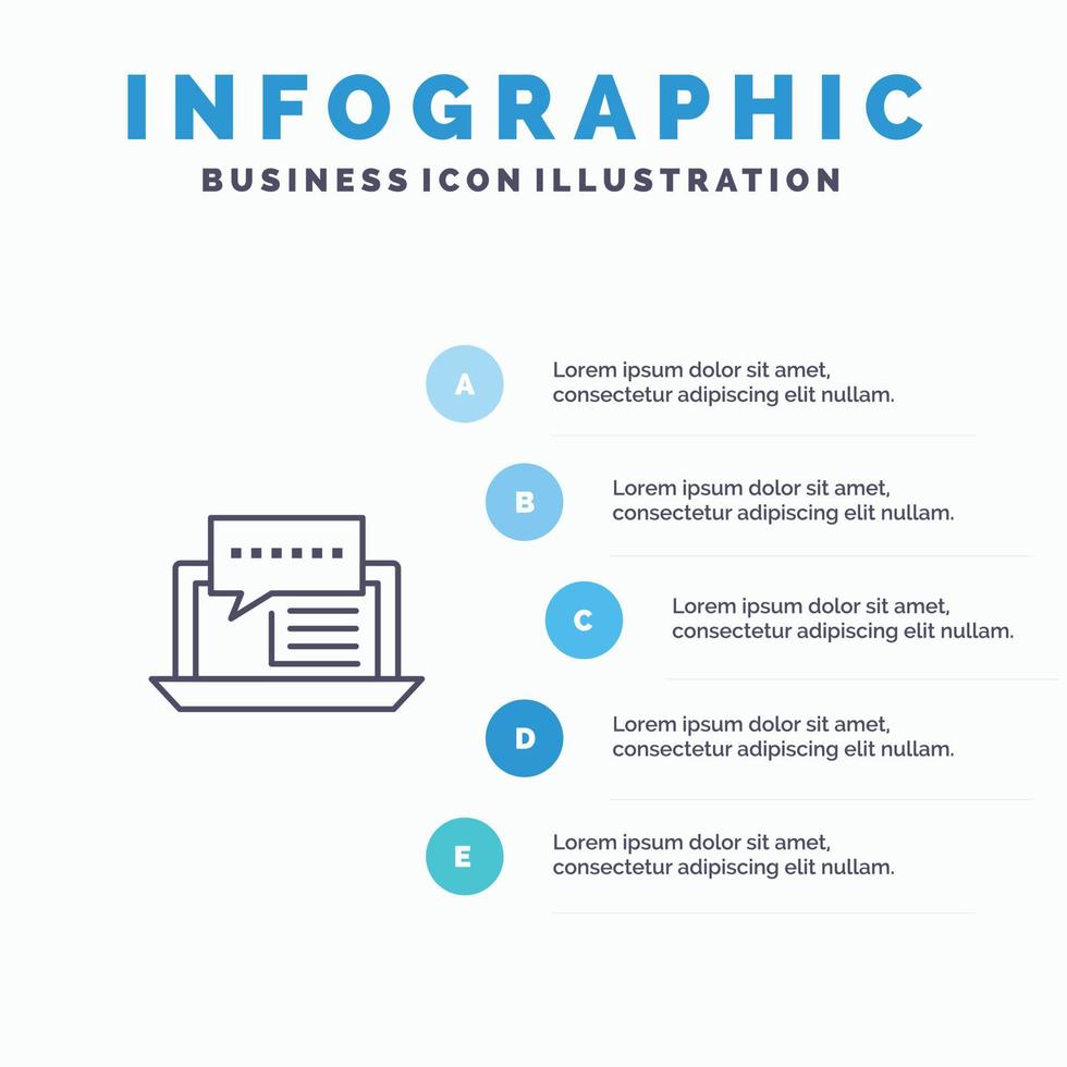 consultation chat dialogue internet en ligne icône de ligne sociale avec 5 étapes présentation infographie arrière-plan vecteur