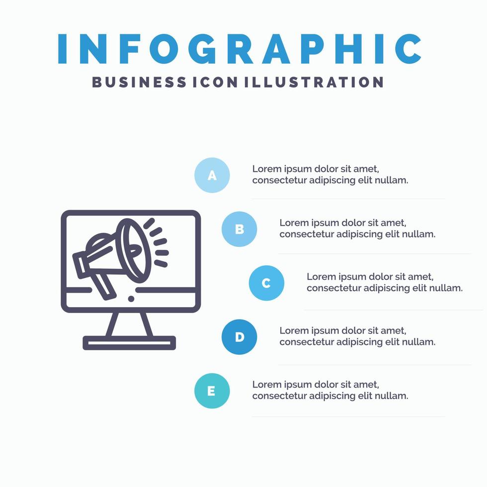 haut-parleur haut volume haut-parleur haut-parleur icône de la ligne vocale avec 5 étapes présentation infographie arrière-plan vecteur