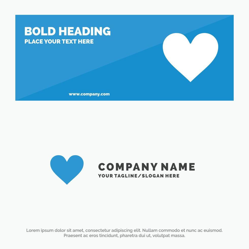 amour coeur signe mariage icône solide bannière de site Web et modèle de logo d'entreprise vecteur