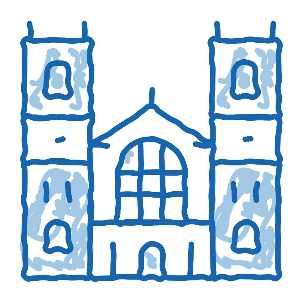 château façade doodle icône illustration dessinée à la main vecteur