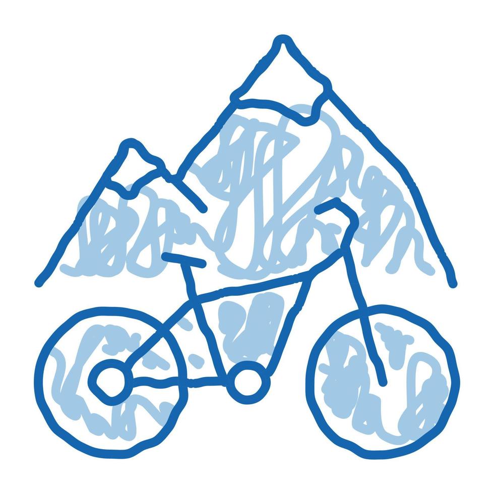 vélo de montagne doodle icône illustration dessinée à la main vecteur
