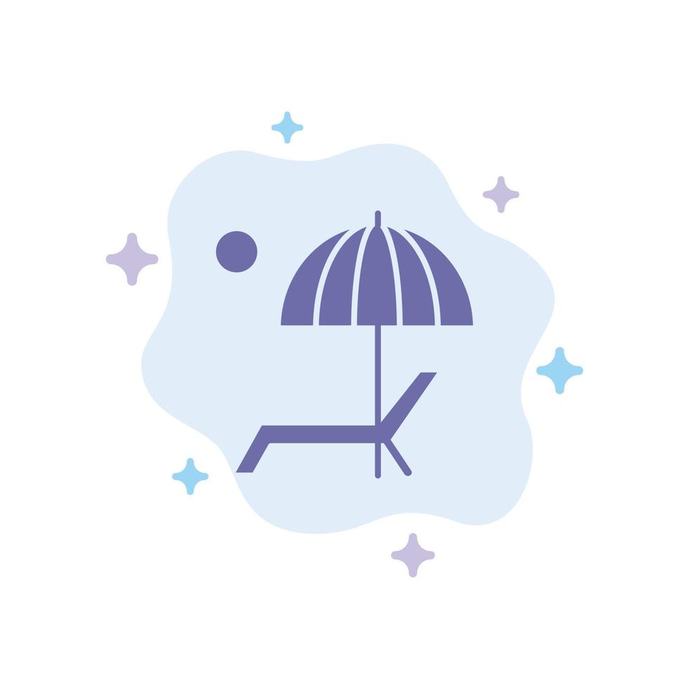 banc de parapluie de plage profitez de l'icône bleue de l'été sur fond de nuage abstrait vecteur