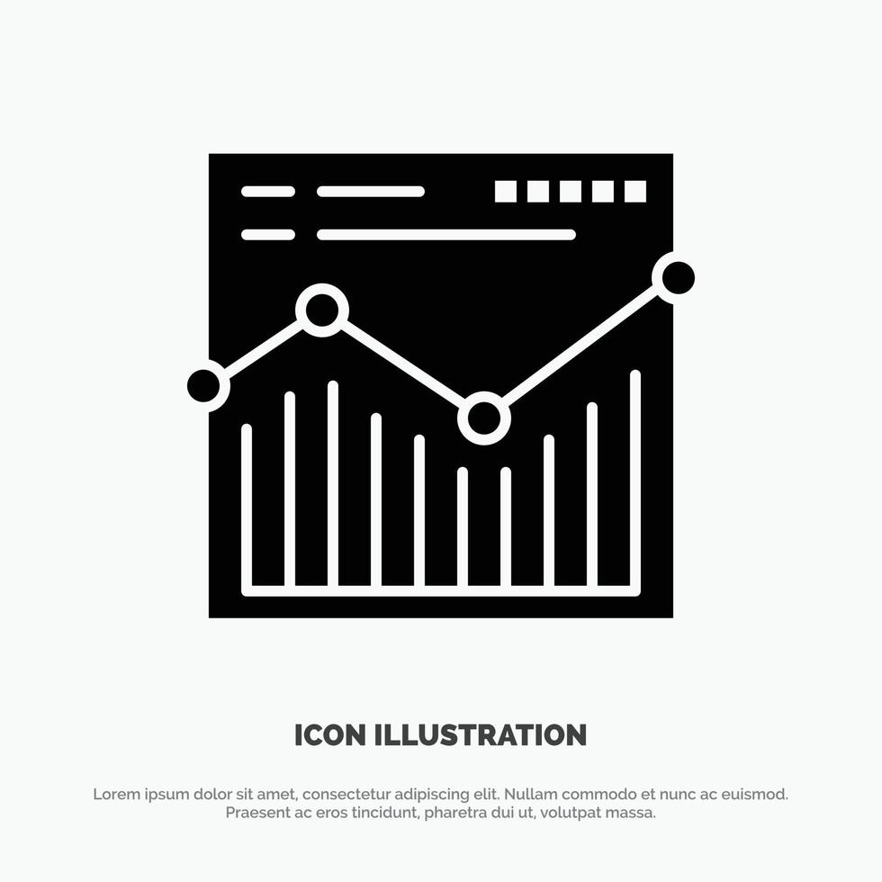 rapport de site Web d'analyse icône de glyphe noir solide vecteur