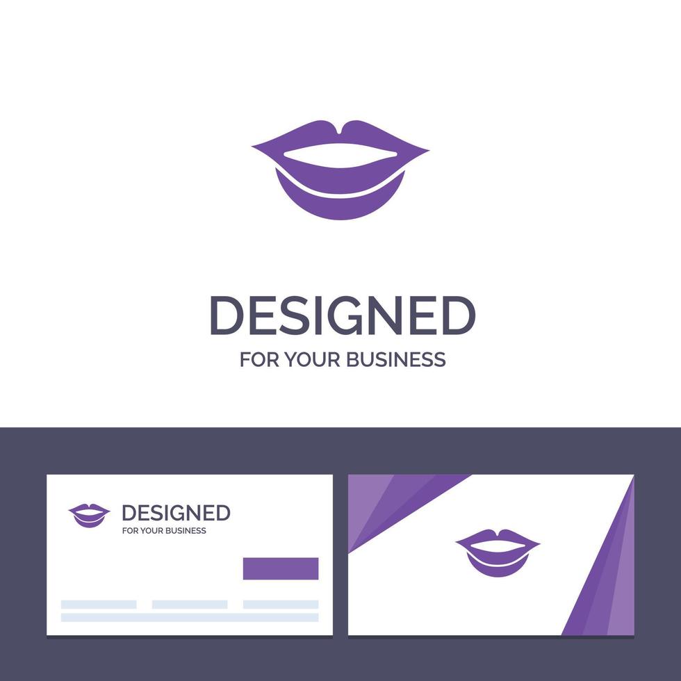 carte de visite créative et modèle de logo lèvres fille illustration vectorielle vecteur