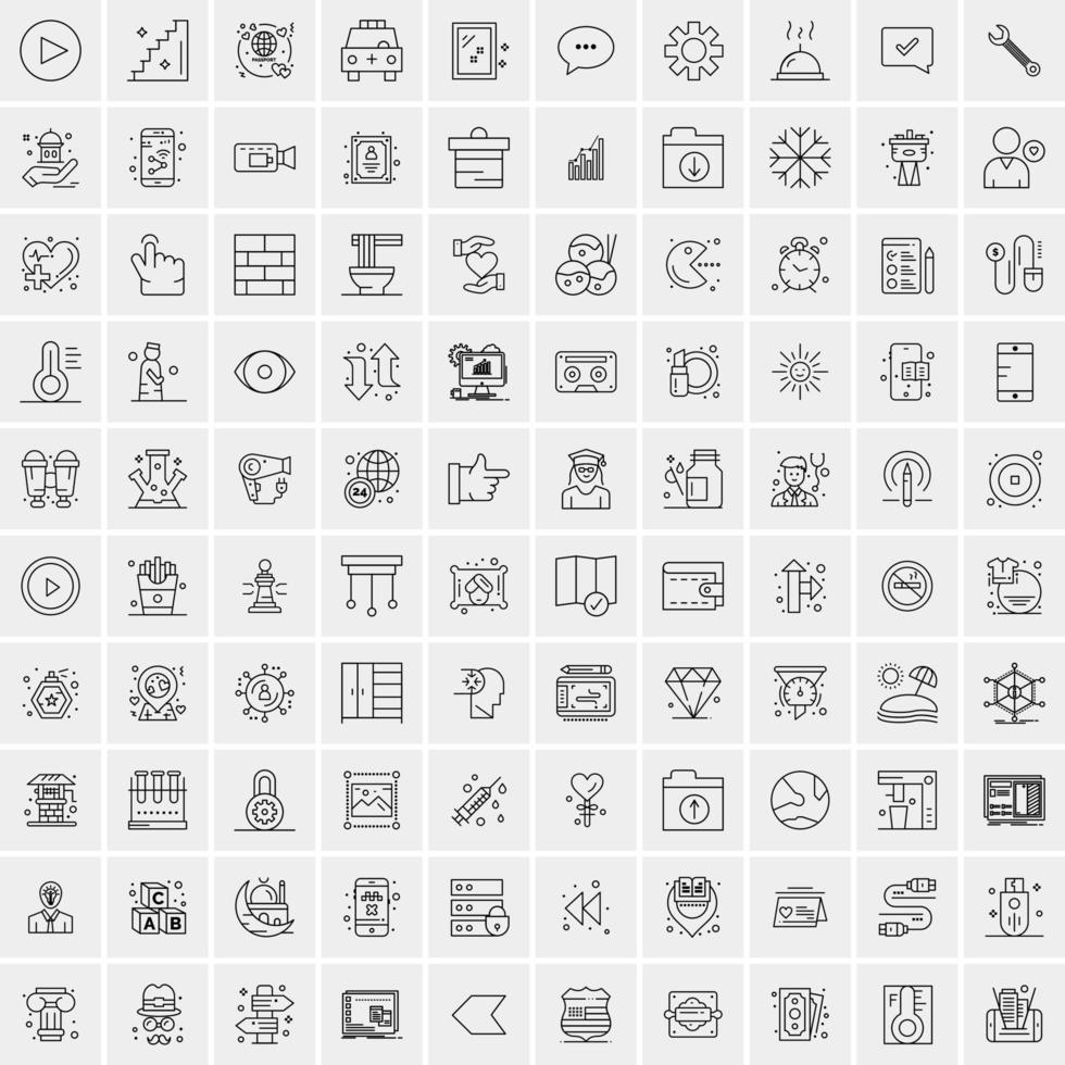 ensemble de 100 icônes de ligne d'activité créative vecteur