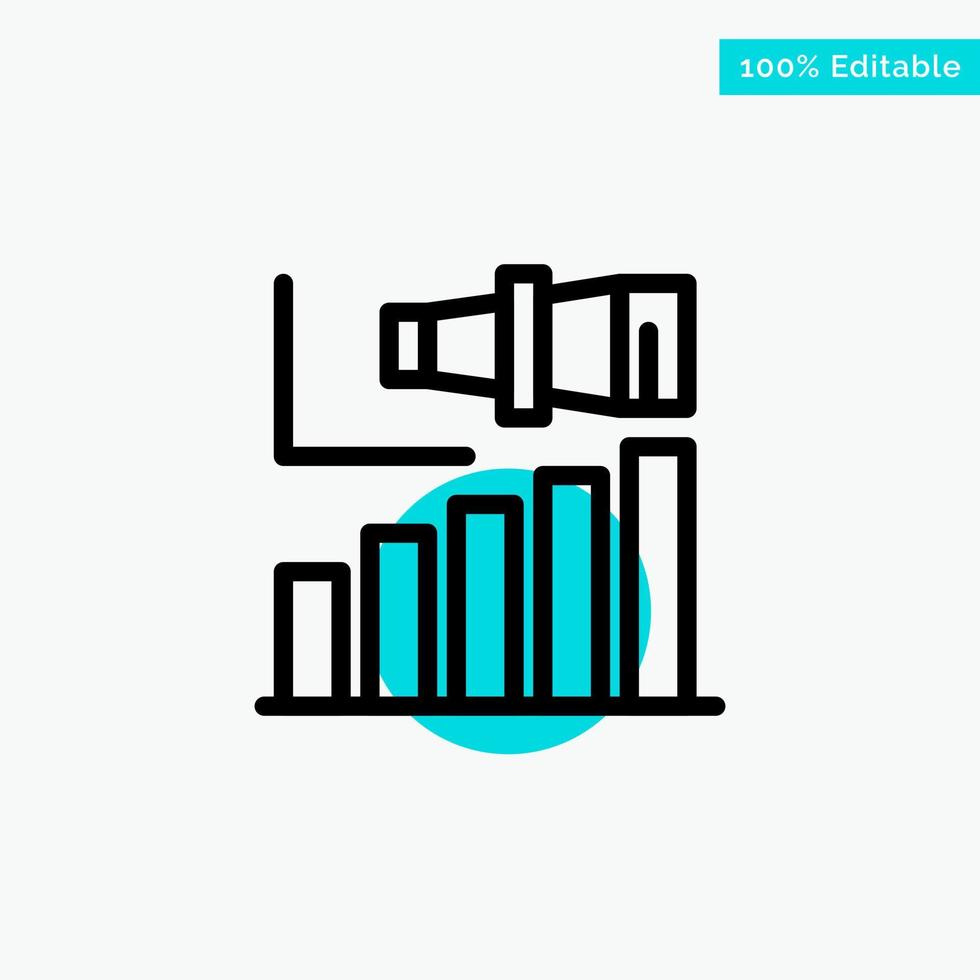 vision moderne à long terme de l'entreprise icône de vecteur de point de cercle de surbrillance turquoise