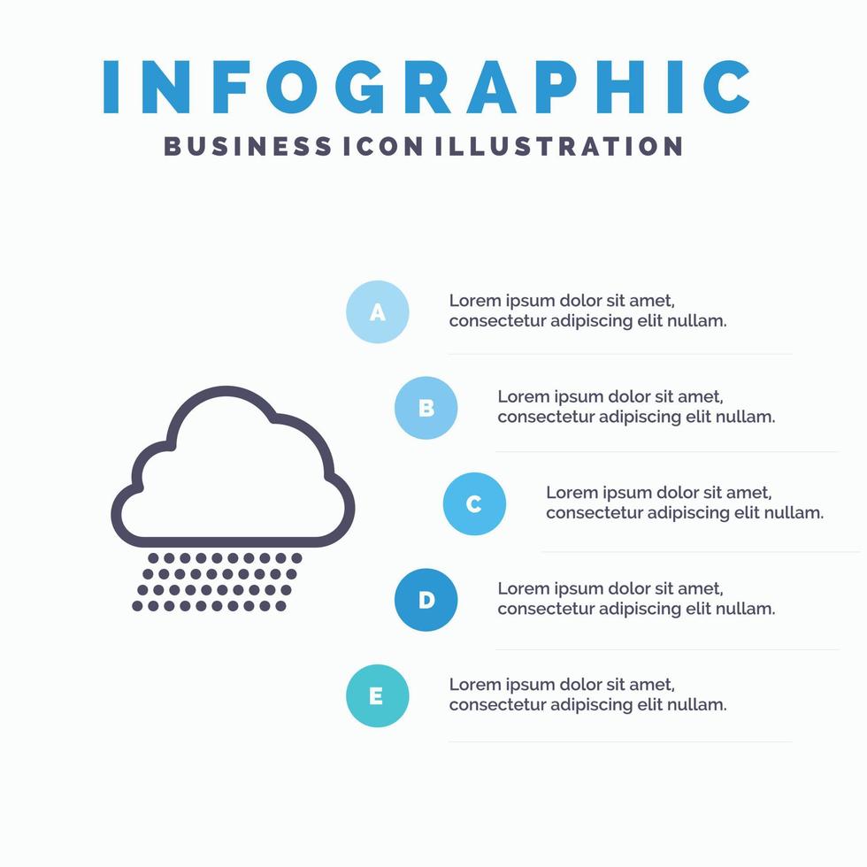 ciel pluie nuage nature printemps ligne icône avec 5 étapes présentation infographie fond vecteur