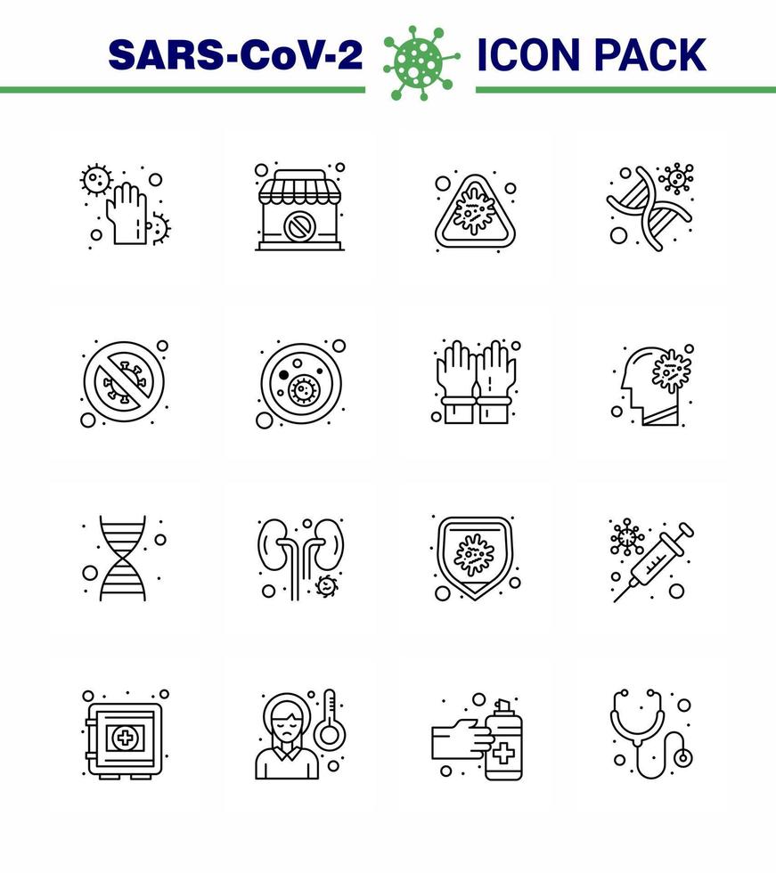 coronavirus 2019ncov covid19 ensemble d'icônes de prévention brin génétique interdit épidémie d'adn coronavirus viral 2019nov éléments de conception de vecteur de maladie