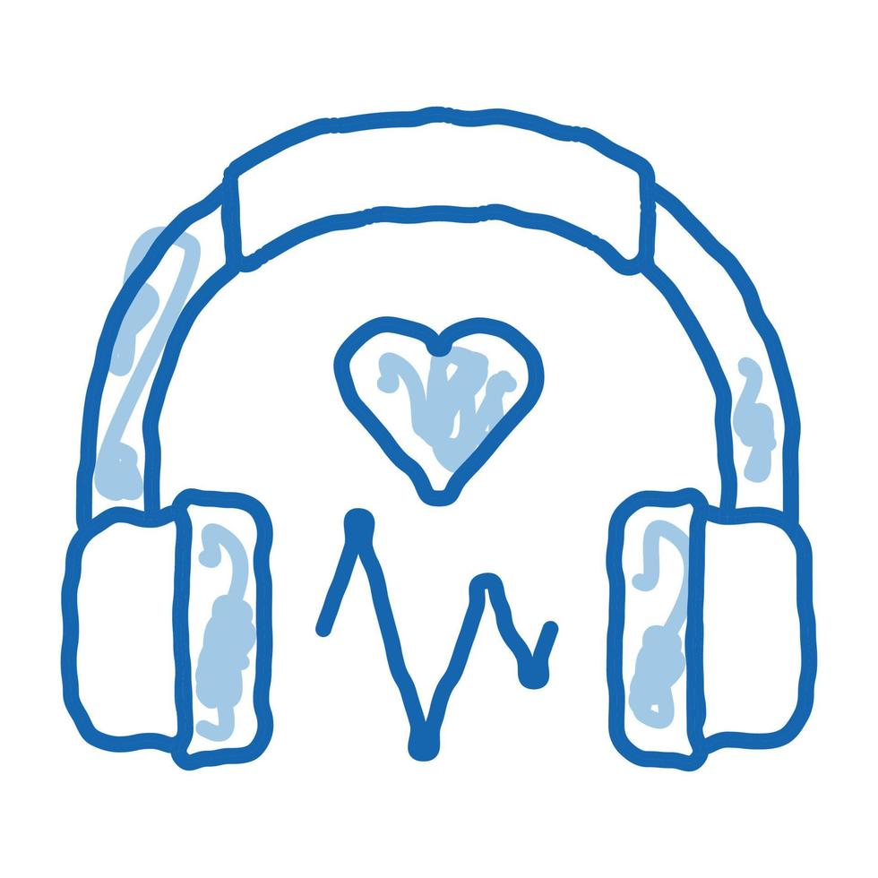 influence sur le coeur de la musique doodle icône illustration dessinée à la main vecteur