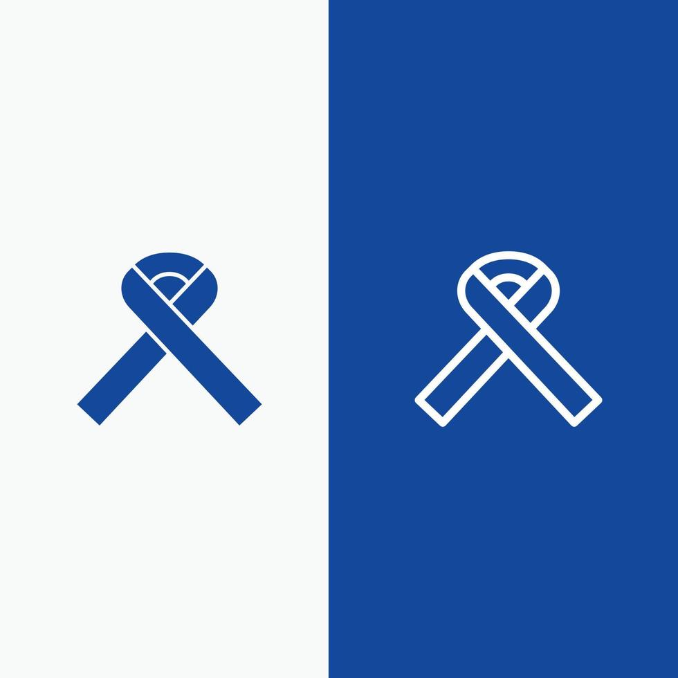 ligne de sensibilisation au cancer du ruban et bannière bleue icône solide glyphe vecteur