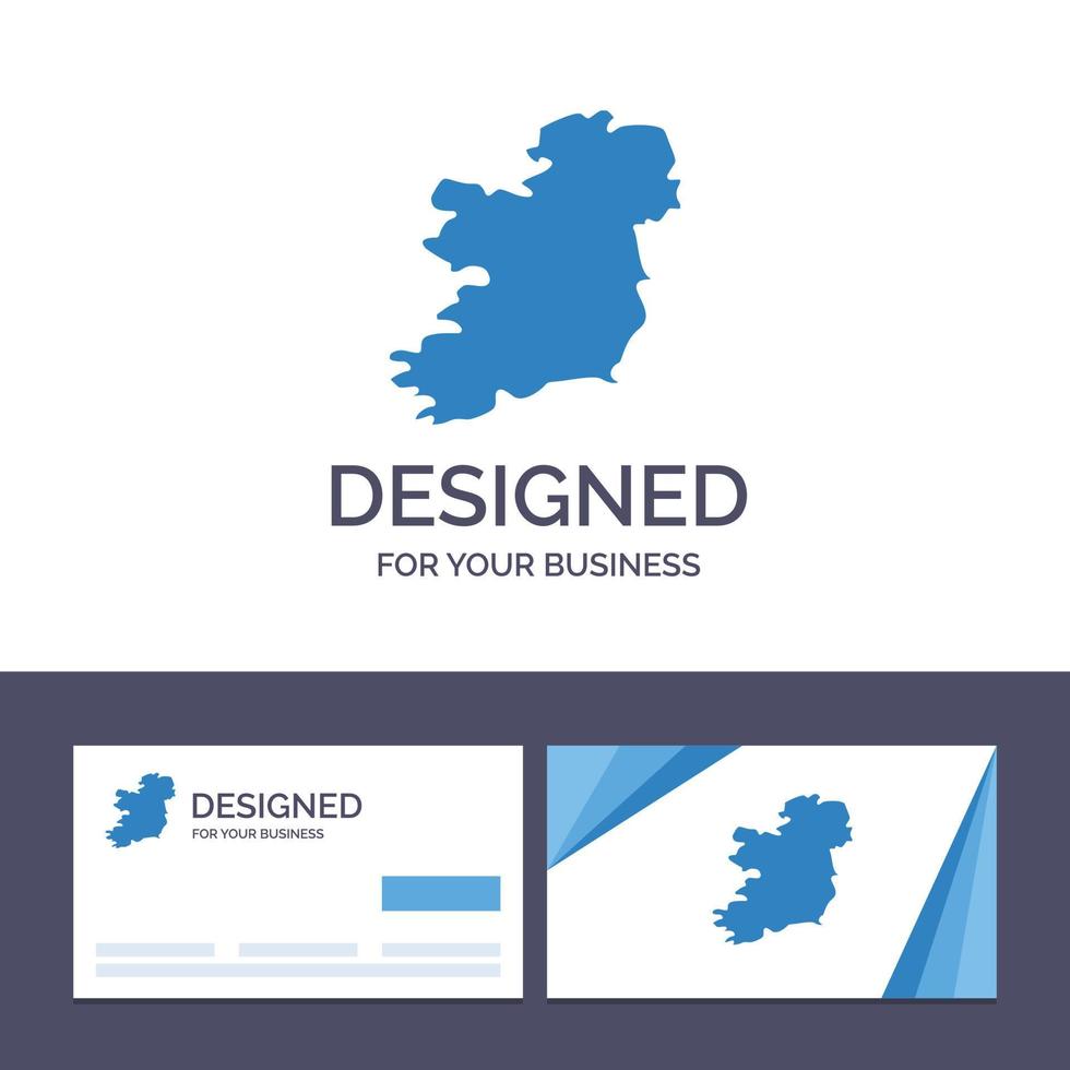 carte de visite créative et modèle de logo carte du monde irlande illustration vectorielle vecteur
