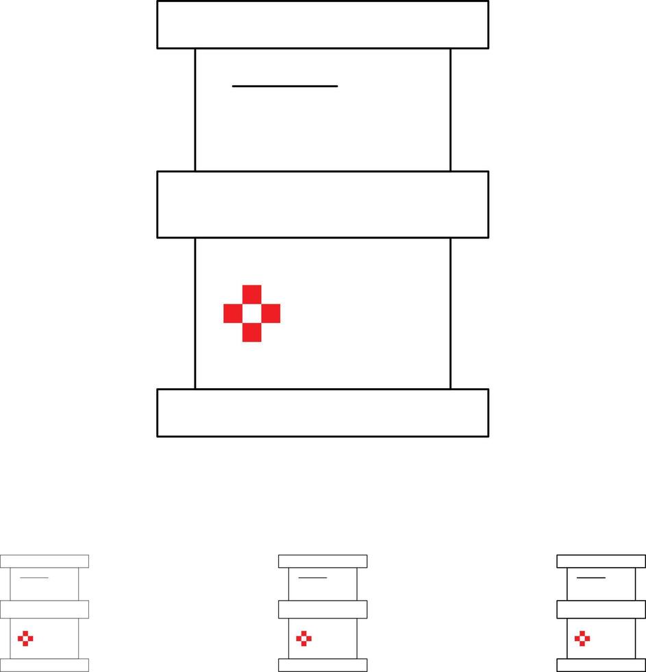 biochimie biologie chimie dangereux jeu d'icônes de ligne noire audacieuse et mince vecteur