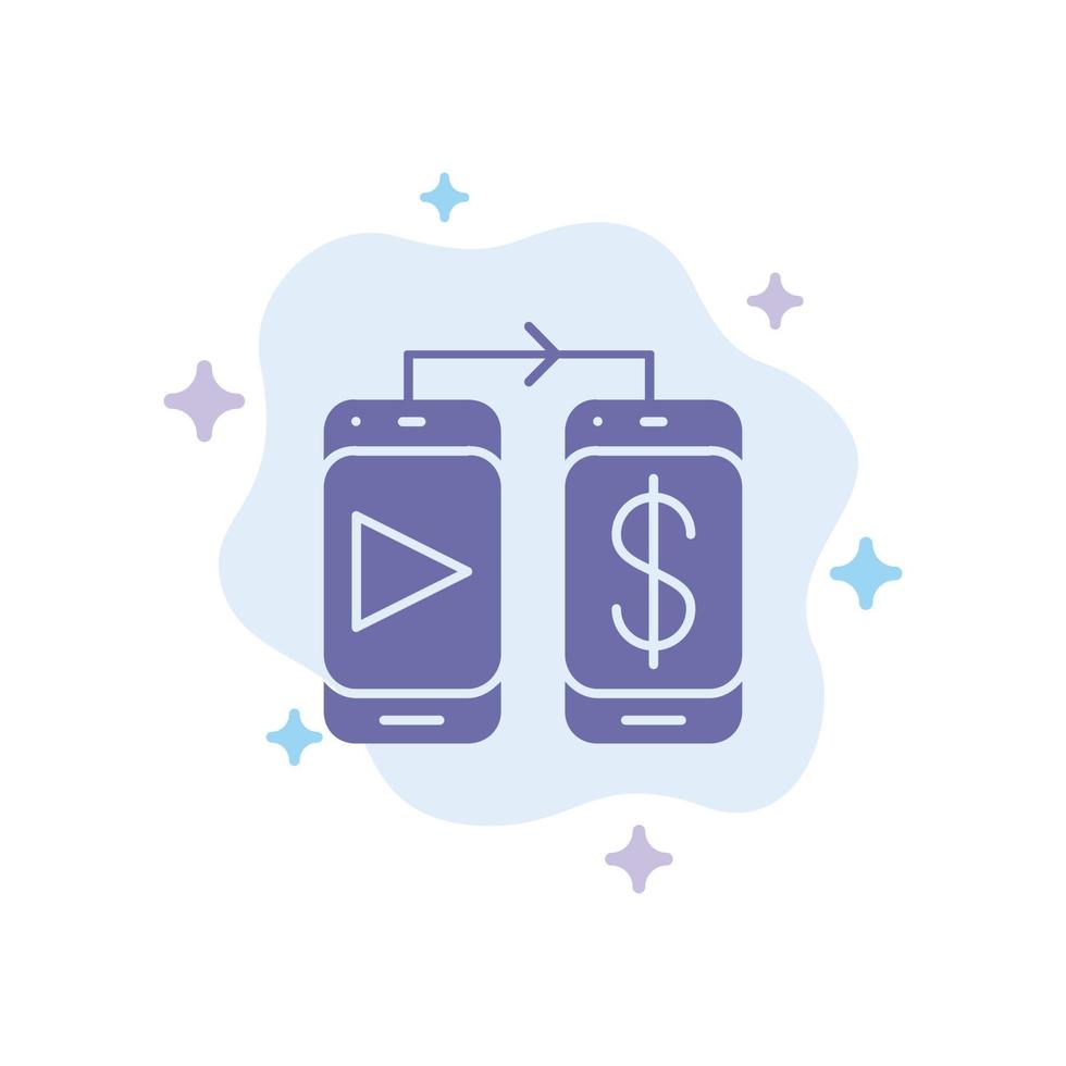 icône bleue d'argent mobile dollar sur fond de nuage abstrait vecteur