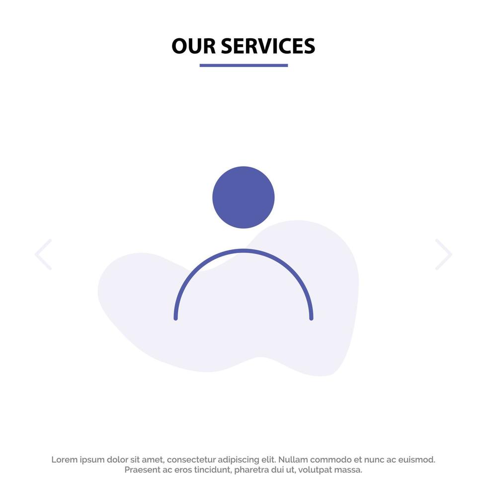 nos services profil de personnalisation personnel utilisateur icône de glyphe solide modèle de carte web vecteur