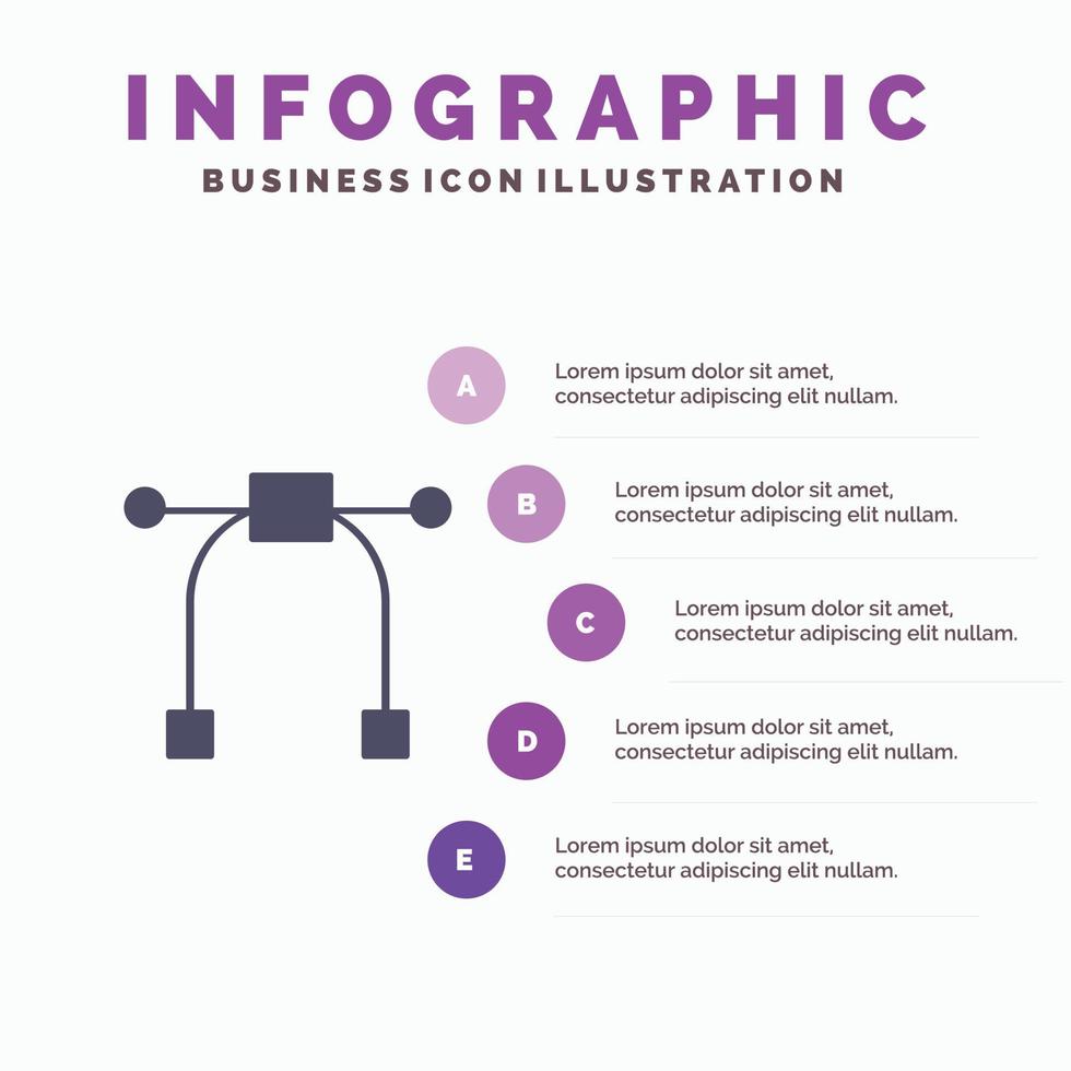 conception graphique outil solide icône infographie 5 étapes présentation arrière-plan vecteur
