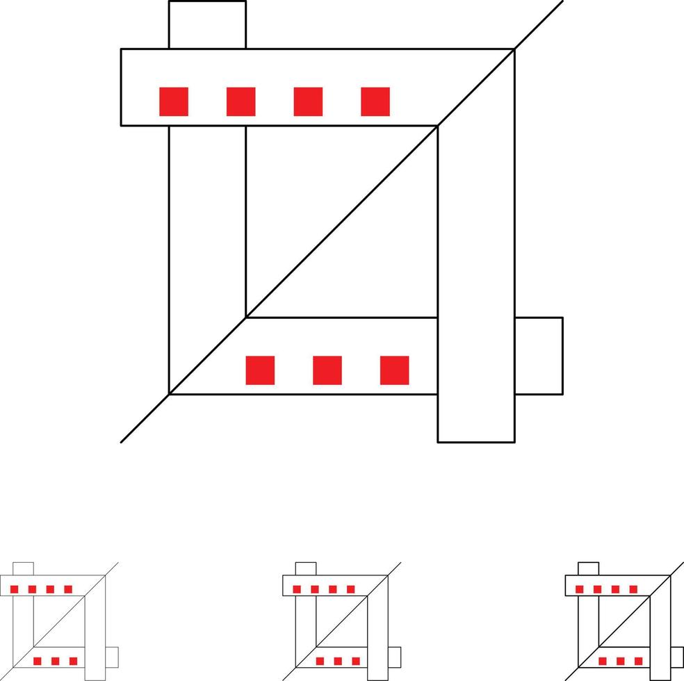 graphique de conception de cultures jeu d'icônes de ligne noire audacieuse et mince vecteur