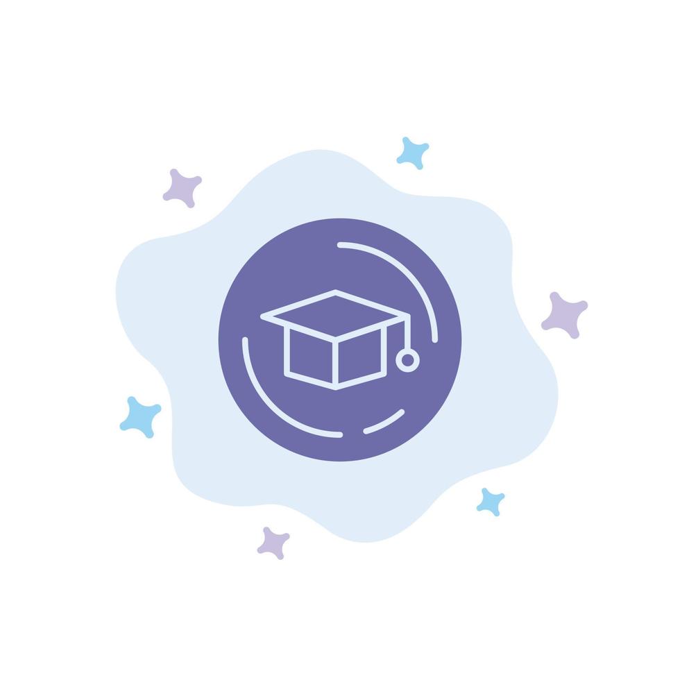 cap education graduation icône bleue sur fond de nuage abstrait vecteur