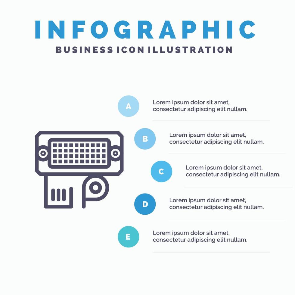 icône de ligne d'entrée de données de connexion d'adaptateur avec fond d'infographie de présentation en 5 étapes vecteur