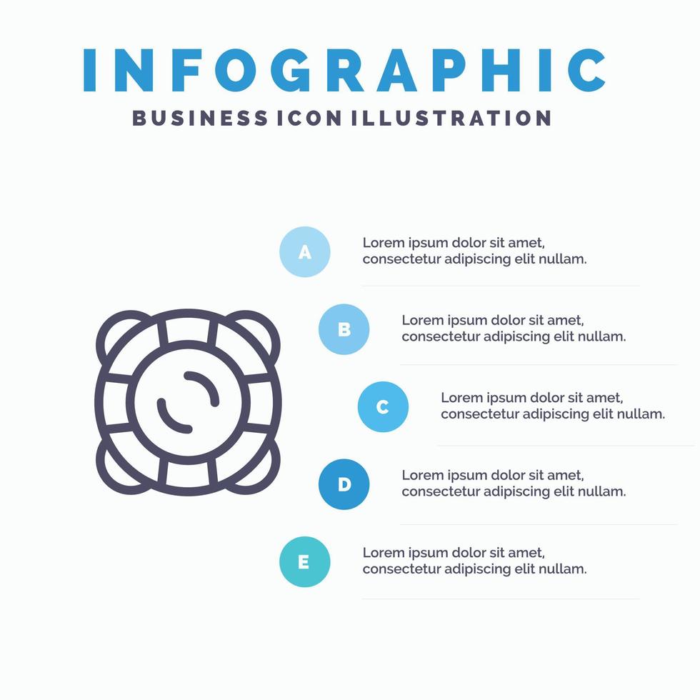 icône de ligne flottante de support de sécurité de protection avec fond d'infographie de présentation en 5 étapes vecteur