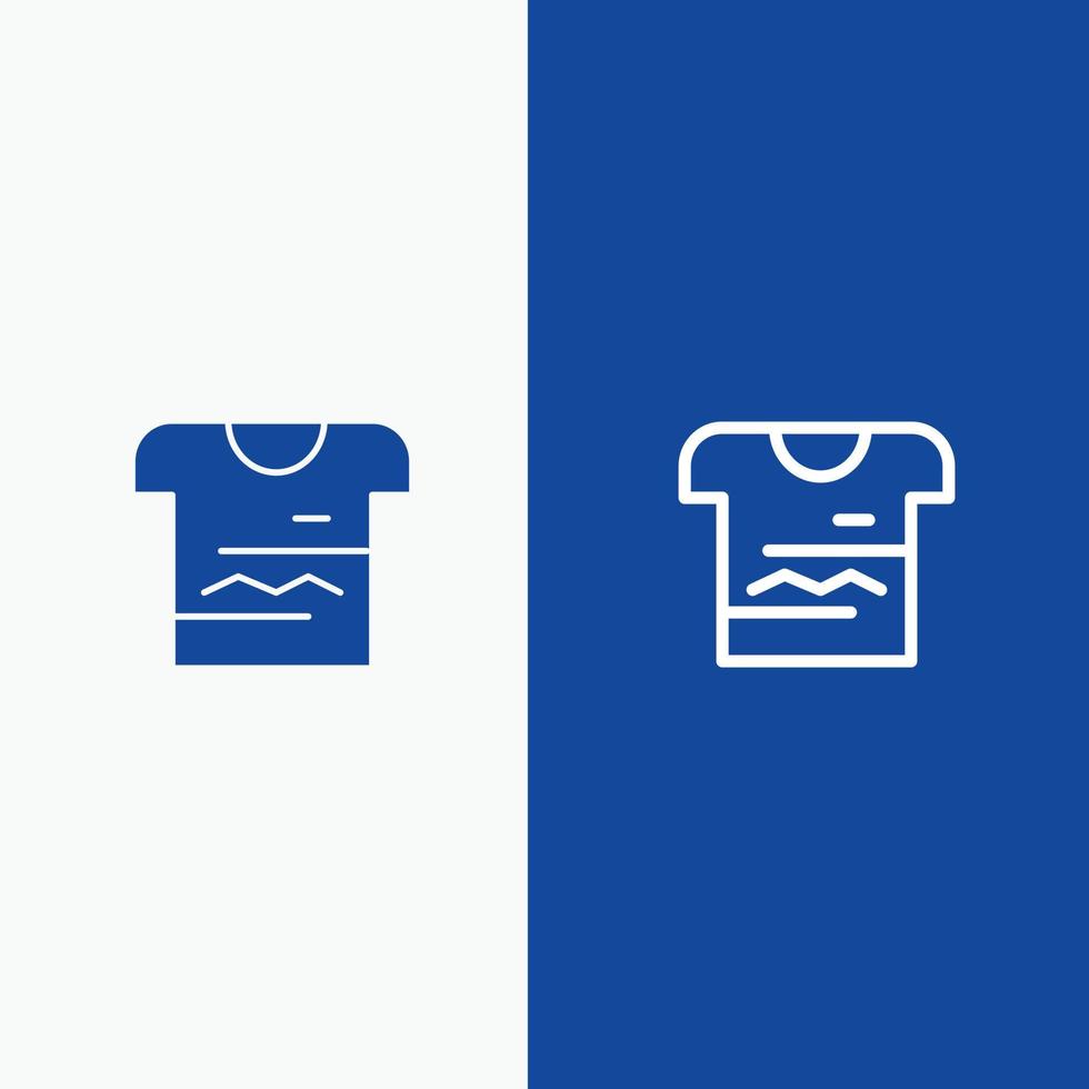 chemise tshirt tissu uniforme ligne et glyphe icône solide bannière bleue ligne et glyphe icône solide bannière bleue vecteur