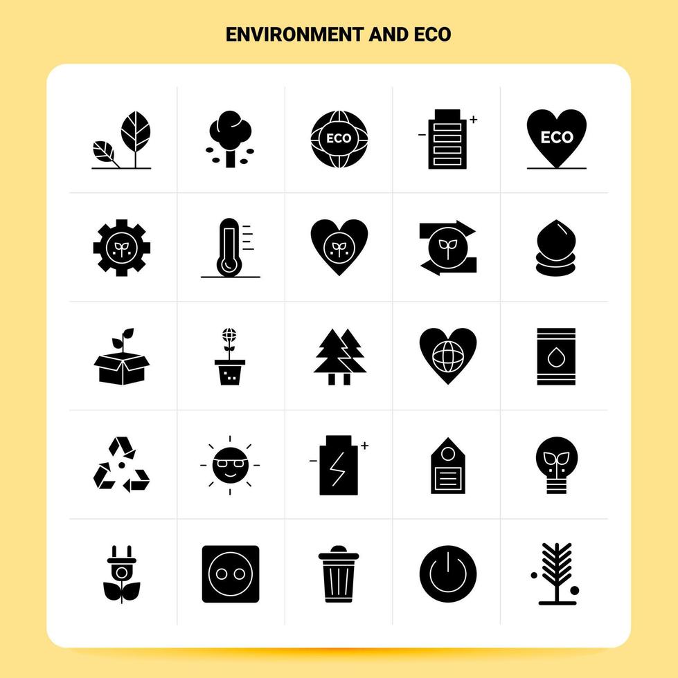 solide 25 environnement et eco icon set vector glyph style design icônes noires set web et mobile business ideas design illustration vectorielle