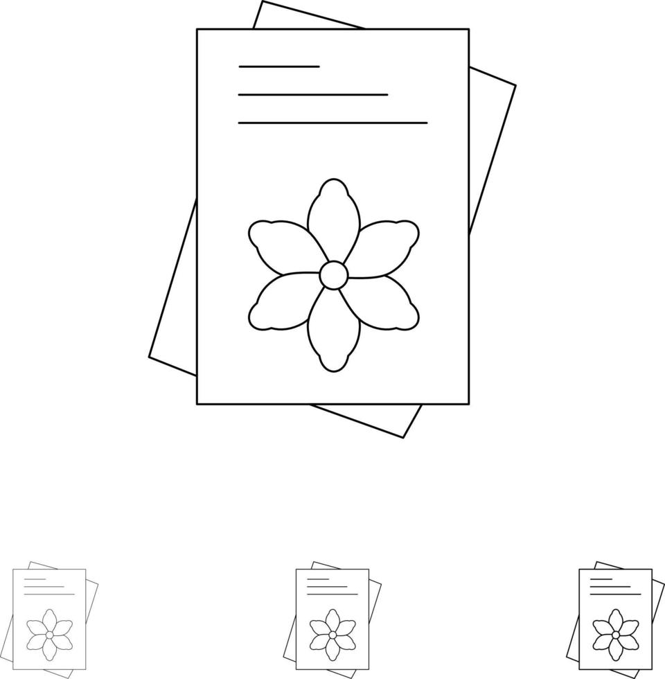 fichier de graines fleur printemps jeu d'icônes de ligne noire audacieuse et mince vecteur