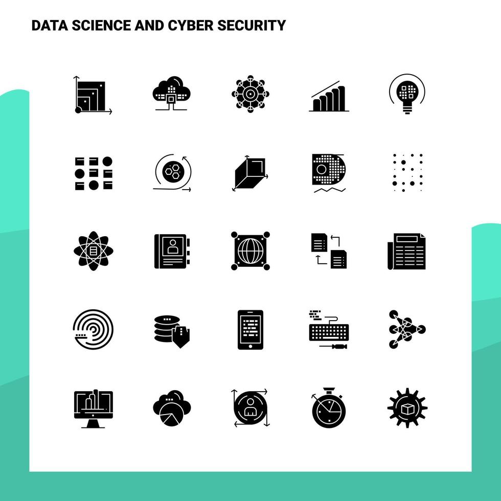 25 jeu d'icônes de science des données et de cybersécurité modèle d'illustration vectorielle d'icône de glyphe solide pour des idées web et mobiles pour une entreprise commerciale vecteur