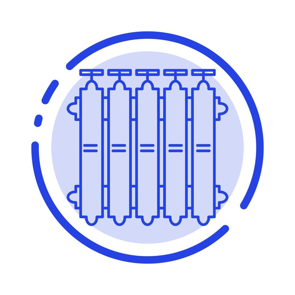 batterie de chauffage de radiateur chaleur chaude icône de ligne en pointillé bleu vecteur