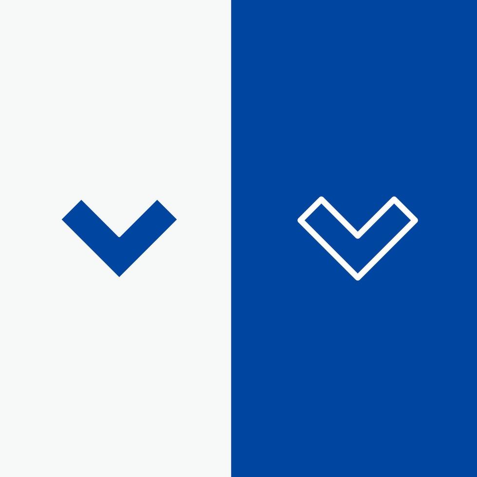 flèche vers le bas ligne arrière et glyphe icône solide bannière bleue ligne et glyphe icône solide bannière bleue vecteur