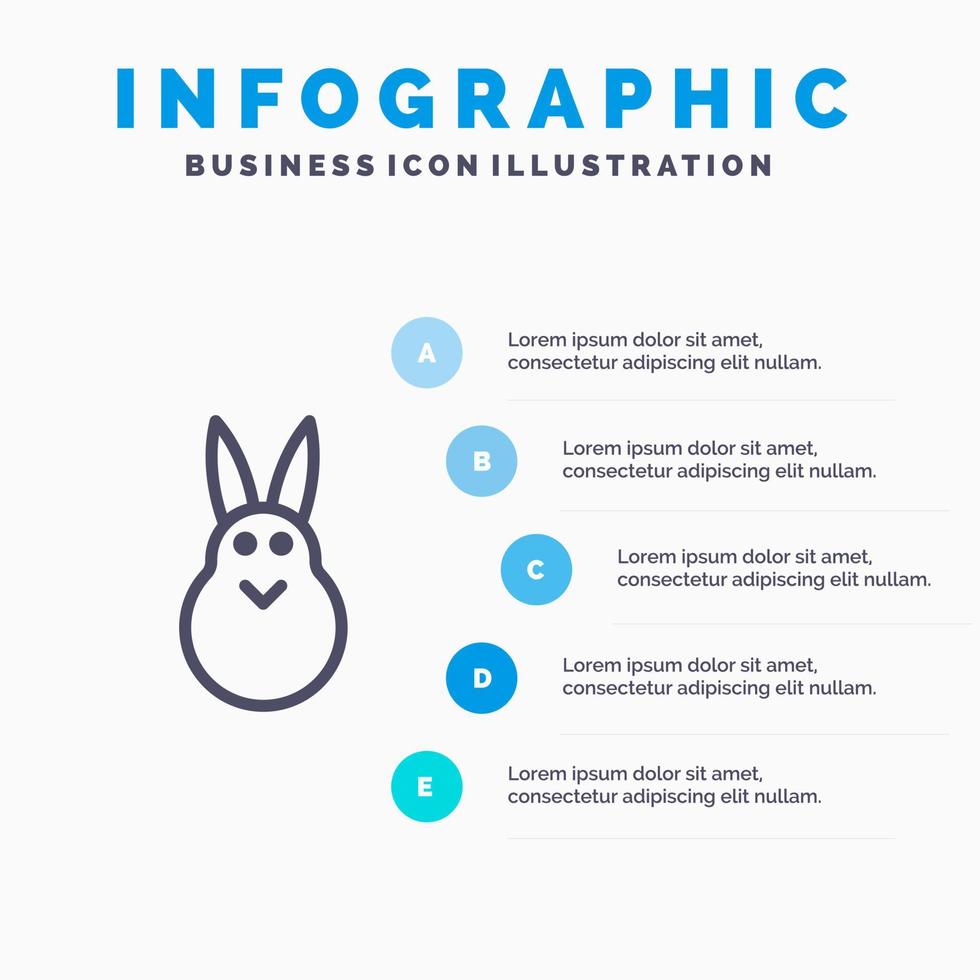 lapin de pâques lapin de pâques lapin ligne icône avec 5 étapes présentation infographie fond vecteur