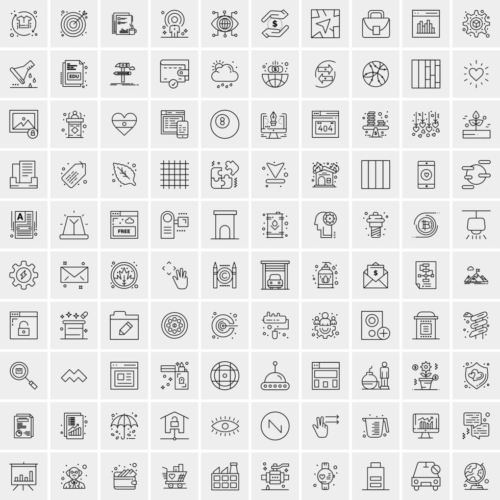 ensemble de 100 icônes de ligne d'activité créative vecteur
