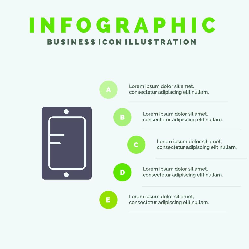 école d'étude en ligne mobile icône solide infographie 5 étapes fond de présentation vecteur
