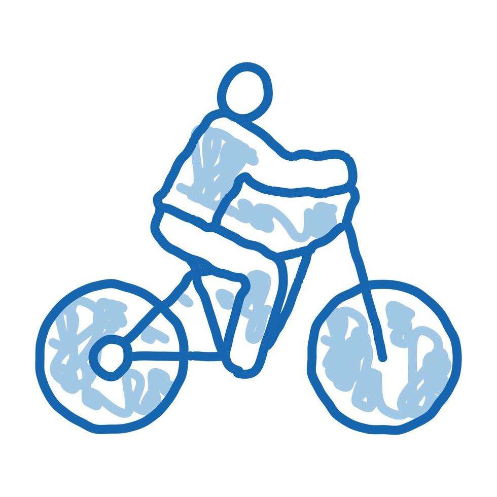 homme à vélo doodle icône illustration dessinée à la main vecteur