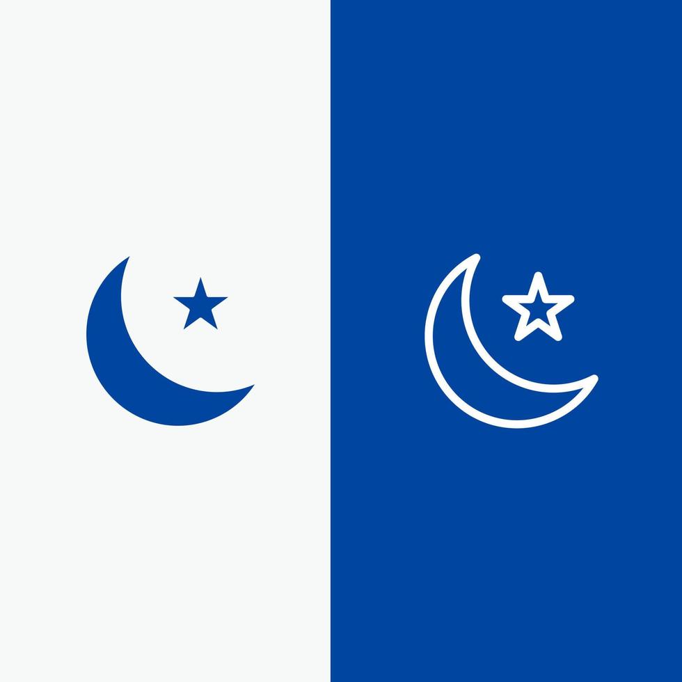 lune nuit étoile nuit ligne et glyphe icône solide bannière bleue ligne et glyphe icône solide bannière bleue vecteur