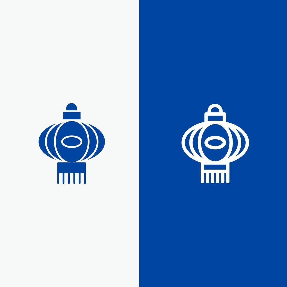 lanterne lumière chine ligne chinoise et glyphe icône solide bannière bleue vecteur