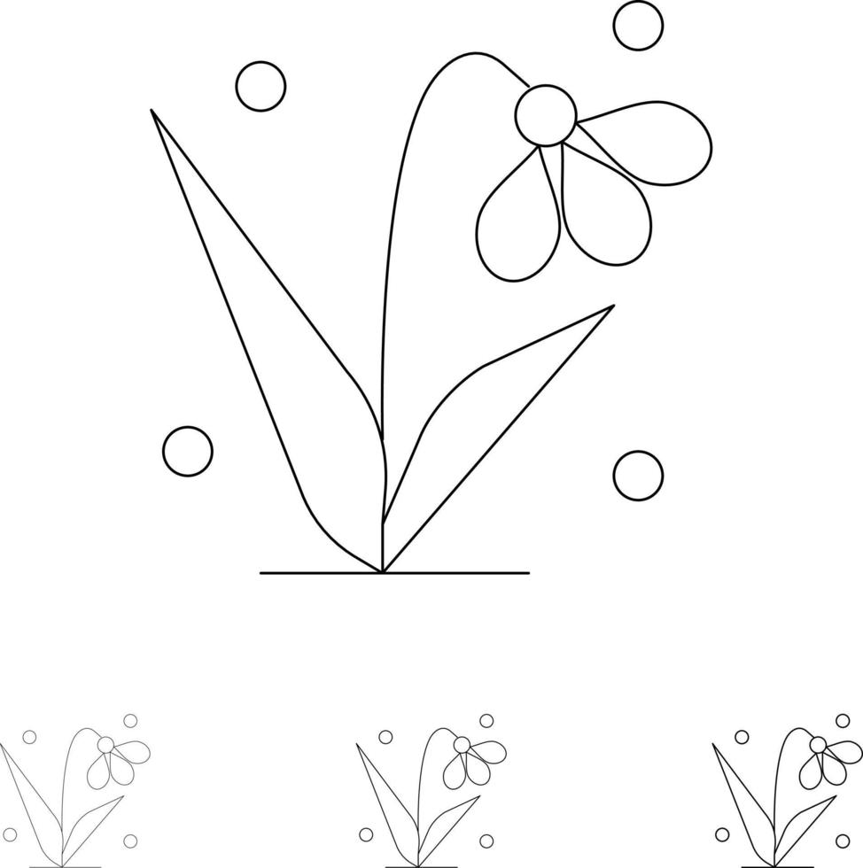 décoration plante de pâques tulipe audacieuse et fine ligne noire jeu d'icônes vecteur