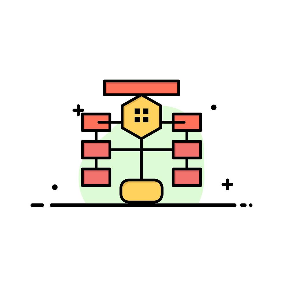 organigramme organigramme base de données de données entreprise ligne plate remplie icône vecteur modèle de bannière