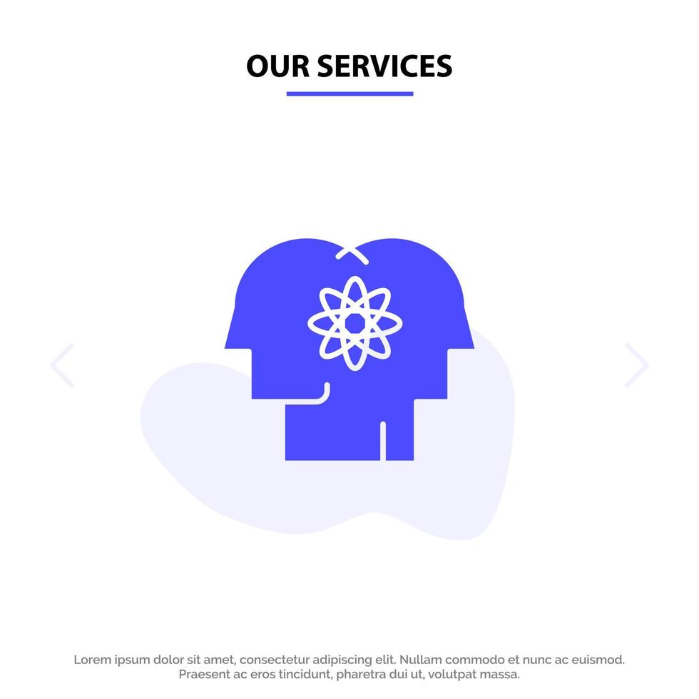 nos services talent amélioration humaine gestion personnes solide glyphe icône modèle de carte web vecteur