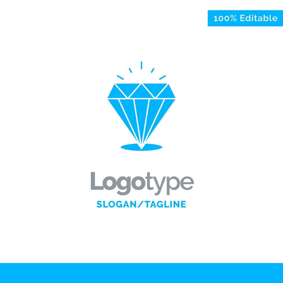 diamant briller cher pierre bleu solide logo modèle place pour slogan vecteur