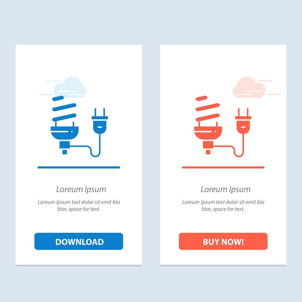 ampoule économique énergie électrique ampoule prise bleu et rouge télécharger et acheter maintenant modèle de carte de widget web vecteur