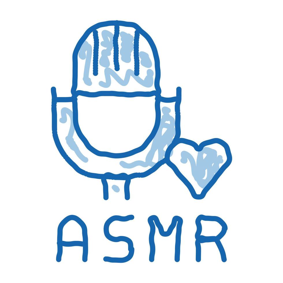 son dans le microphone asmr doodle icône illustration dessinée à la main vecteur