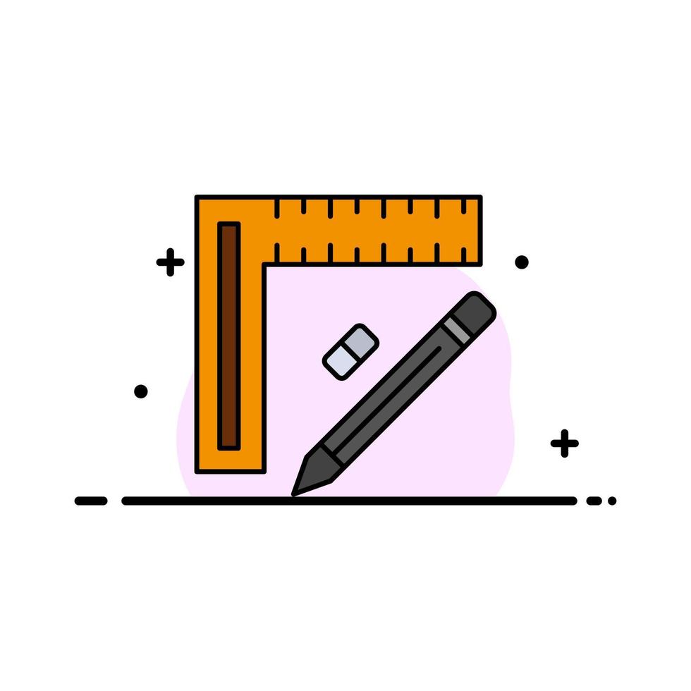 règle construction crayon réparation conception entreprise ligne plate remplie icône vecteur bannière modèle